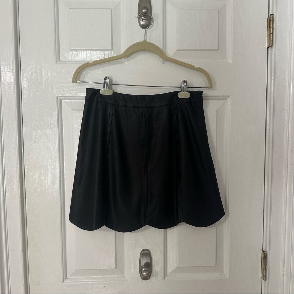 Altar'd State Black Scalloped Leather Skirt
